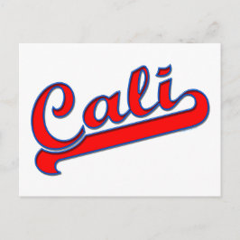 Cali California Logo Red Blue Postcard Postkarte