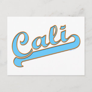 Cali California Surfer-Logo in Blue Postkarte