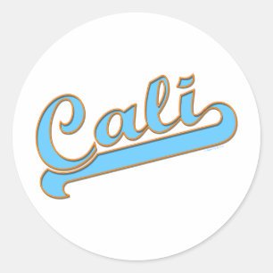 Cali California Surfer-Logo in Blue Runder Aufkleber