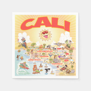 Cali Cartoon California Paper Napkin Serviette