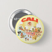 Cali Cartoon Südkalifornien Button (Vorne & Hinten)