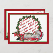 Cali der Calico Weihnachtskatzenrahmen Foto Feiertagspostkarte (Vorne/Hinten)