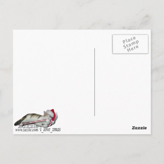 Cali, die Candy Cane Kitty Postkarte (Rückseite)