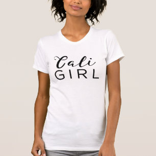 CALI GIRL Trendiges schwarzes Skript Kalligrafie M T-Shirt