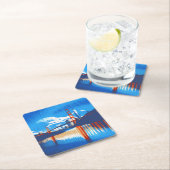 Cali, Golden Gate Bridge San Francisco SQ SS Rechteckiger Pappuntersetzer (Vor Ort)