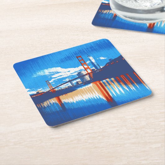 Cali, Golden Gate Bridge San Francisco SQ SS Rechteckiger Pappuntersetzer (angewinkelt)