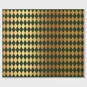 Cali Green Gold Geometry Schachbrett Diamond Cut Geschenkpapier (Flach)