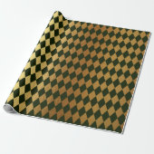 Cali Green Gold Geometry Schachbrett Diamond Cut Geschenkpapier (Ungerollt)