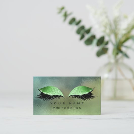 Cali Green Greenerity Makeup Lashes Glitzer Visitenkarte (Stehend Vorderseite)