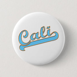 Cali Kalifornien Surfer-Logo im Blau Button