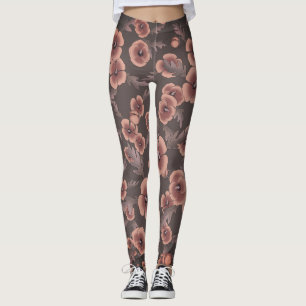 Cali Poppies Überdimensionales Drucken in Grau & L Leggings