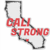 CALI STRONG Red Blk Border CA Solides Herz Aufkleber (Vorderseite)