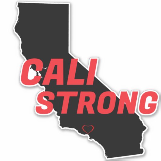 CALI STRONG Red Blk CA Kontur Herz Aufkleber (Vorderseite)