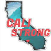 CALI STRONG Red Blk CA Kontur Ocean Solid Heart Aufkleber (Vorderseite)