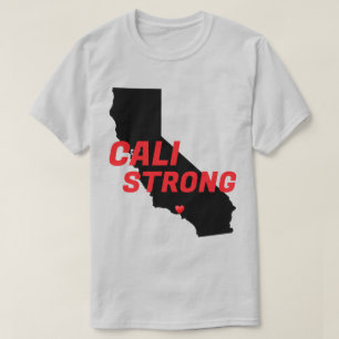 CALI STRONG Red Blk CA Solid Heart T-Shirt