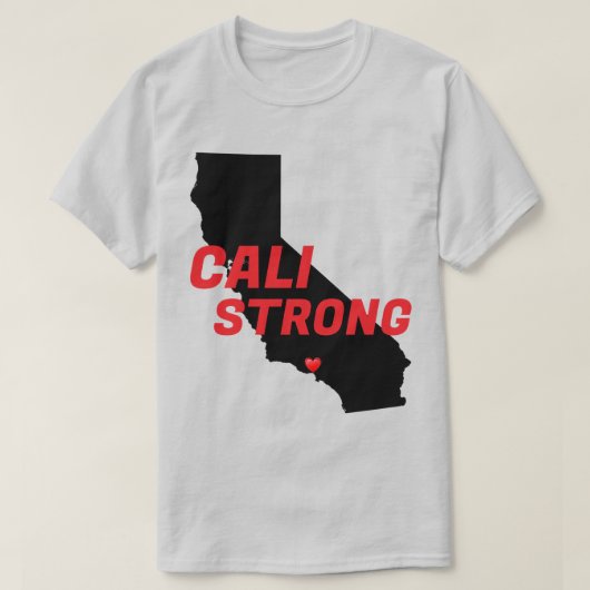 CALI STRONG Red Blk CA Solid Heart T-Shirt (Design vorne)