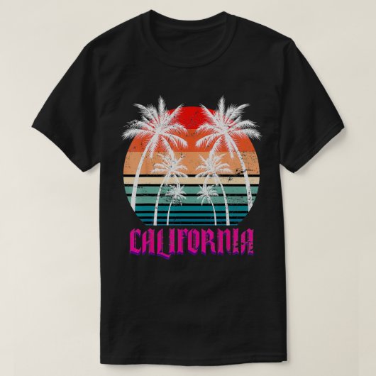 Cali Summer Vacation Palm Trees CA Beach Retro Cal T-Shirt (Design vorne)