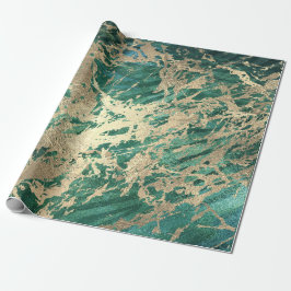 Cali Tropical Green Golden Metallic Glass Strokes Geschenkpapier