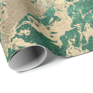 Cali tropische grüne goldene metallische geschenkpapier