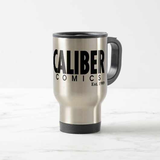 Caliber Comic XL Logo Reise Schlamm Reisebecher (VorderseiteRechts)