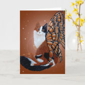 Calico Butterfly Fairy Cat Karte (Gelbe Blume)
