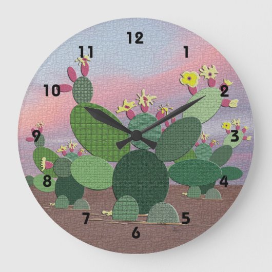 Calico Cactus Große Wanduhr (Vorderseite)