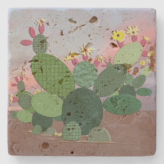 Calico Cactus Stone Untersetzer (Vorderseite)