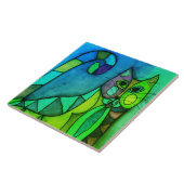 Calico Cat Abstrakte digitale Malerei Fliese (Seite)