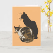 Calico Cat and Black Cut Cut Out Karte (Gelbe Blume)