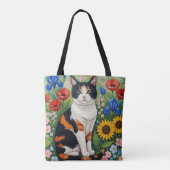 Calico Cat and Folk Art Sunflowers Tasche (Rückseite)