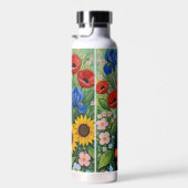 Calico Cat and Folk Art Sunflowers Trinkflasche (Rechts)