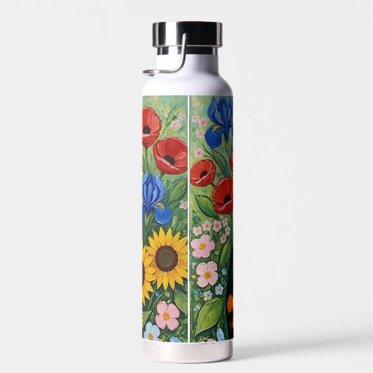 Calico Cat and Folk Art Sunflowers Trinkflasche (Rechts)