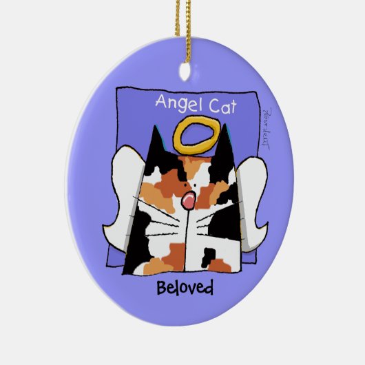 Calico Cat Angel Personalize Keramikornament (Rechts)