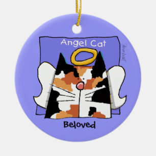 Calico Cat Angel Personalize Keramikornament