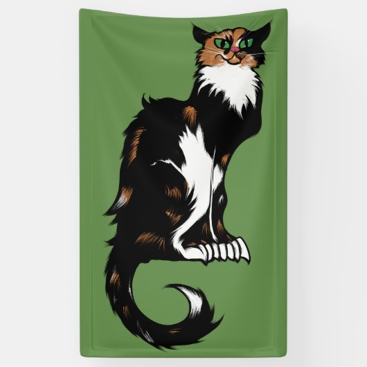 Calico Cat Art "Le Chat Noir" Banner (Vertikal)