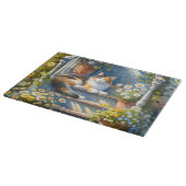 Calico Cat auf Blumenporch Cotattecore Schneidebrett (Ecke)