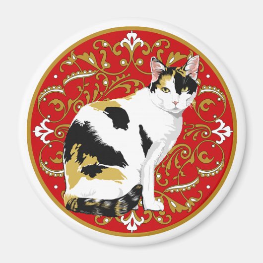 Calico Cat Barock Magnet (Vorne)