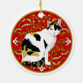 Calico Cat Baroque Keramikornament