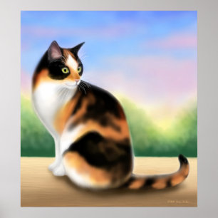 Calico Cat bei Sunset Poster