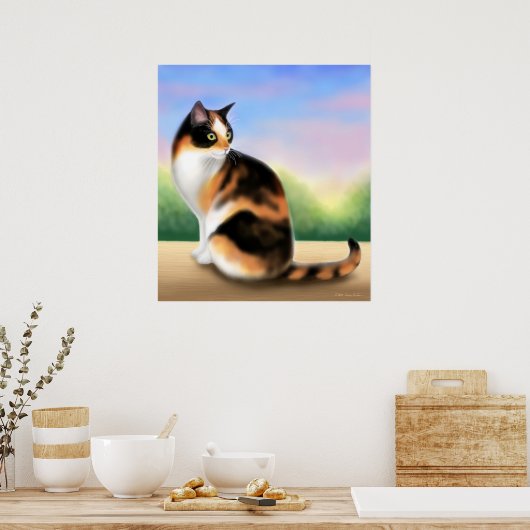 Calico Cat bei Sunset Poster (Küche)