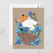 Calico Cat & Blume Postkarte (Vorne/Hinten)