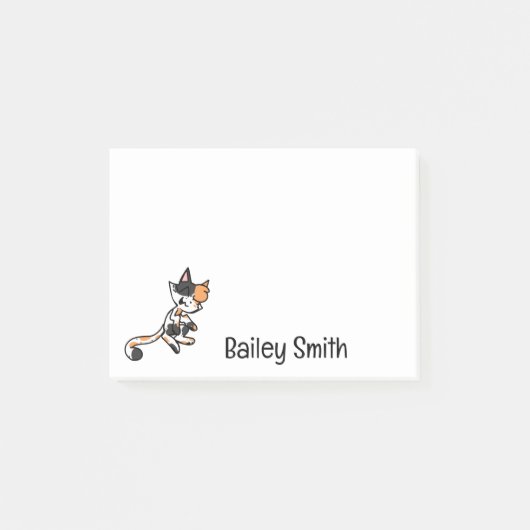 Calico Cat Cartoon Post-It Notes Klebezettel (Vorderseite)