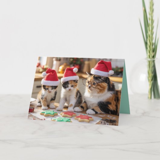 Calico Cat Christmas Cookie Card Karte (Vorderseite)