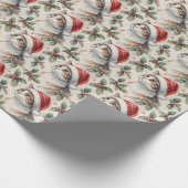 Calico Cat Christmas Holly Watercolor Geschenkpapier (Ecke)