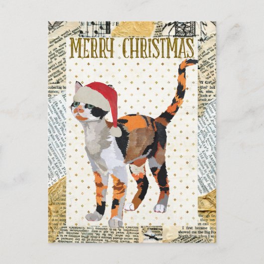 CALICO CAT CHRISTMAS Postkarte (Vorderseite)