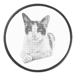 Calico Cat Comic Halftone Eishockey Puck