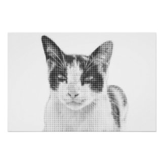 Calico Cat Comic Halftone Poster