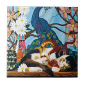 Calico Cat Dragon Red Fliese (Vorderseite)