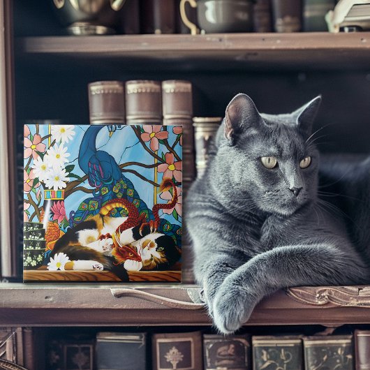 Calico Cat Dragon Red Fliese