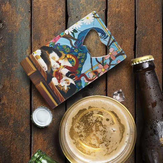 Calico Cat Dragon Red Geldbeutel Flaschenöffner